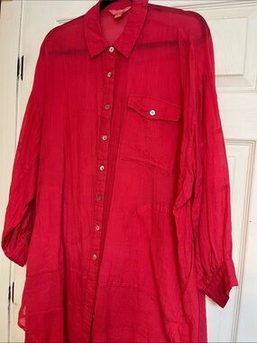 April Cornell Vibrant Red Tunic Top